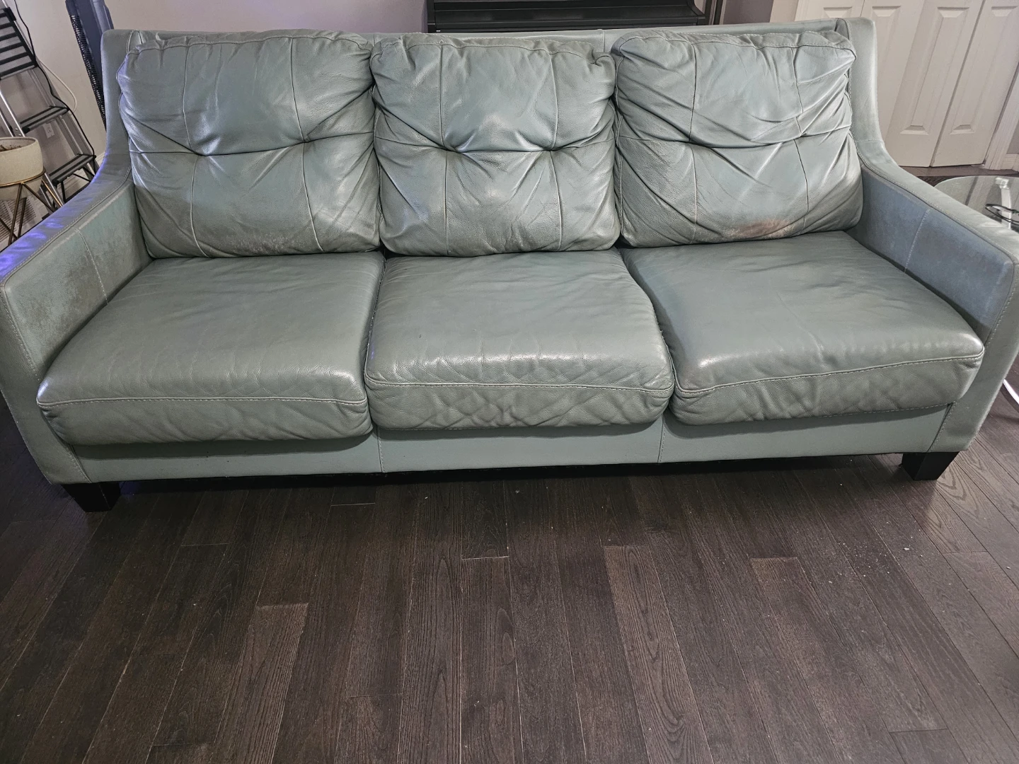 Green Leather Sofa - photo 3