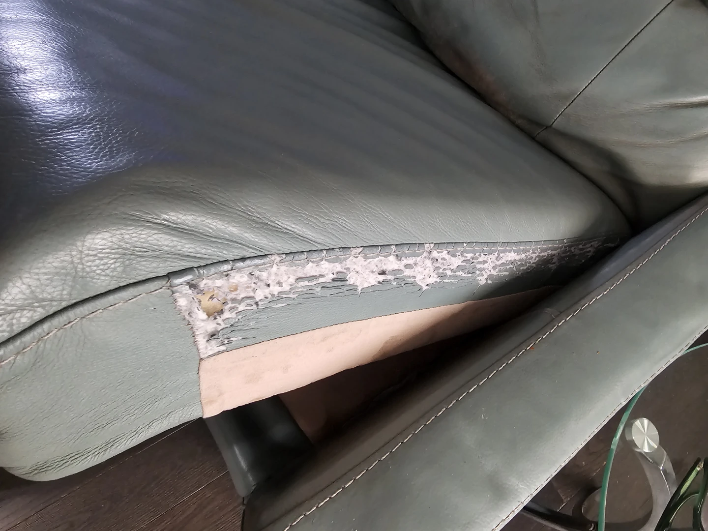 Green Leather Sofa - photo 5