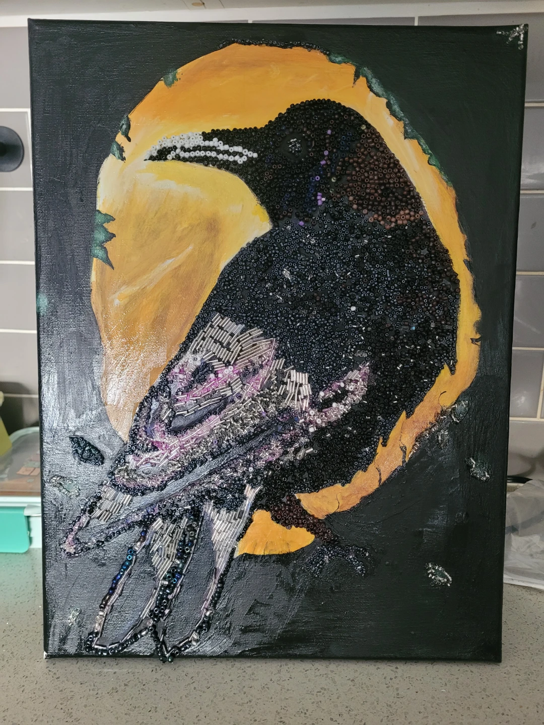 Beaded Crow Artwork
