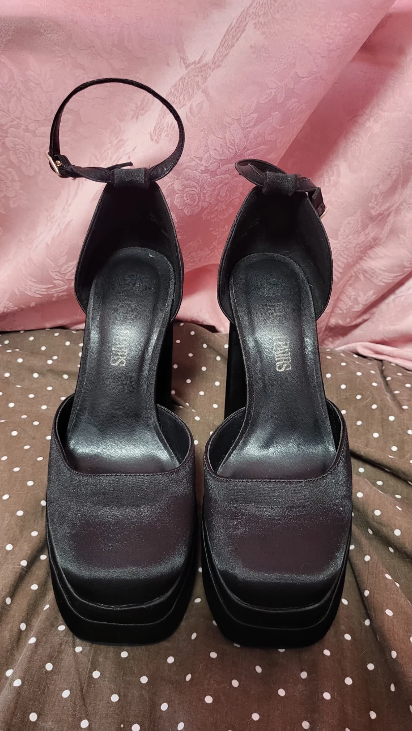 Black Satin Platform Mary janes - photo 2