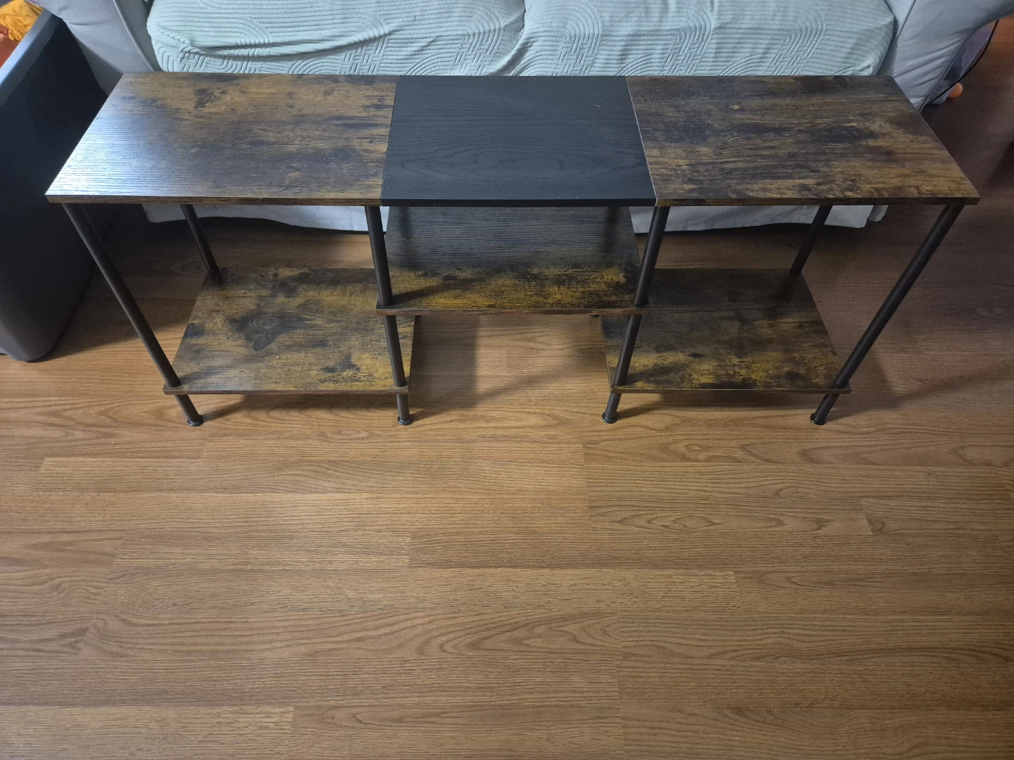 Rustic Brown Console Table with Shelves