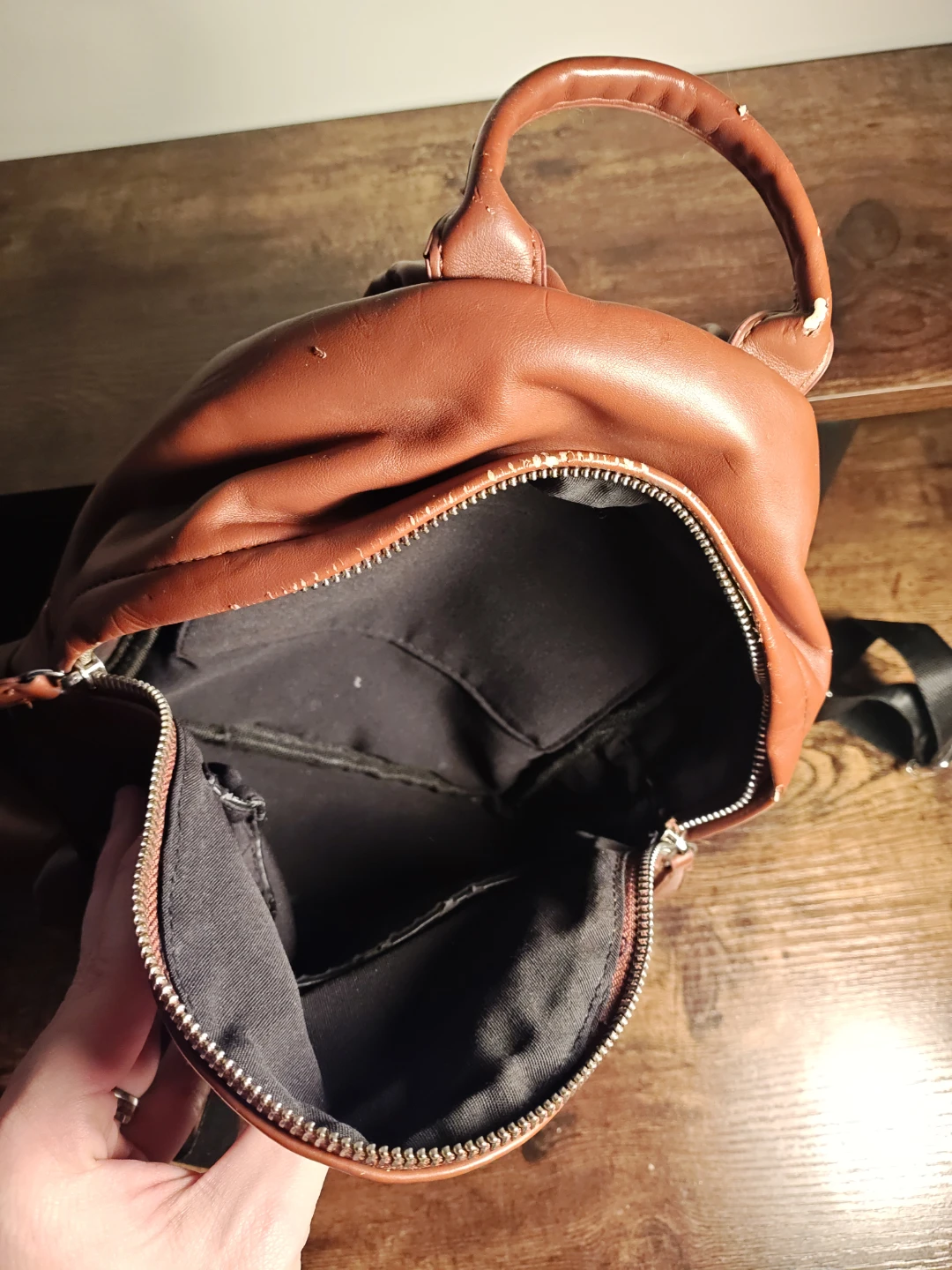 Brown Faux Leather Bear Face Backpack - photo 2