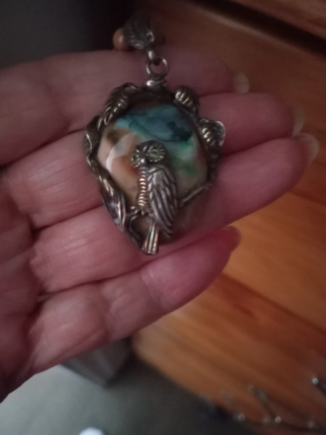 Fossilized stone pendant, Necklace with silver pendant - photo 5