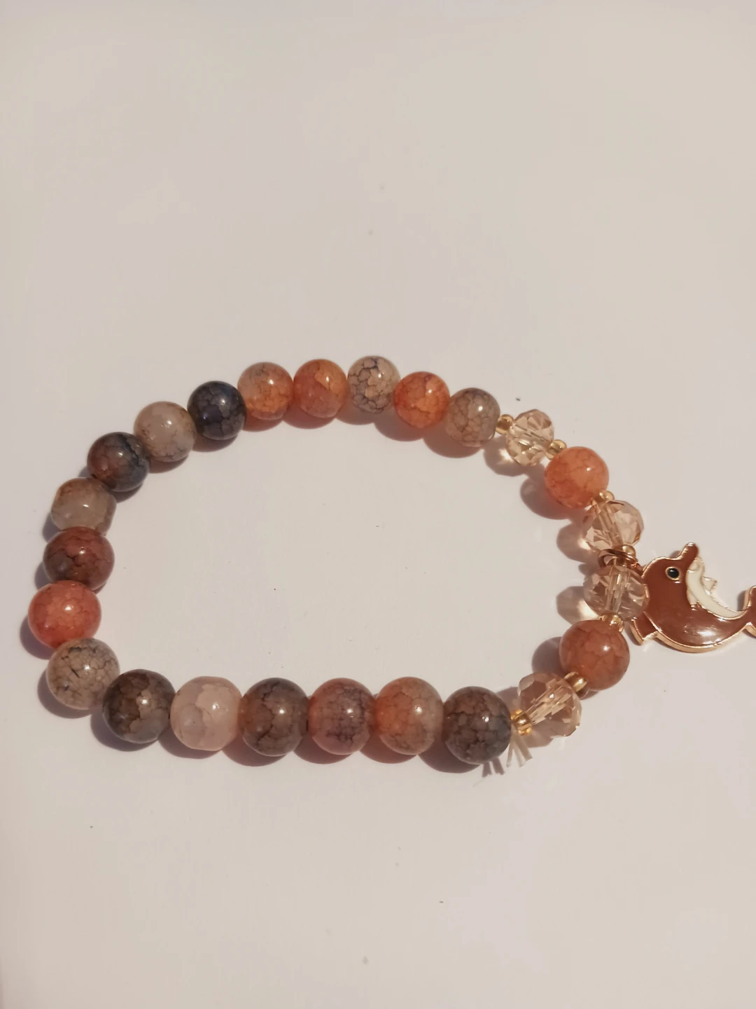 Stone Beaded Bracelet with  Dolphin Charm