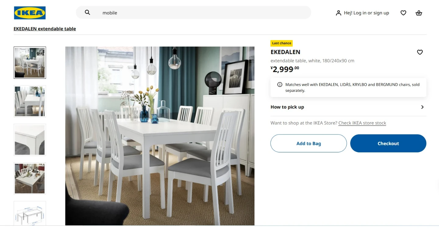 IKEA EKEDALEN Extendable Dining Table White - photo 2