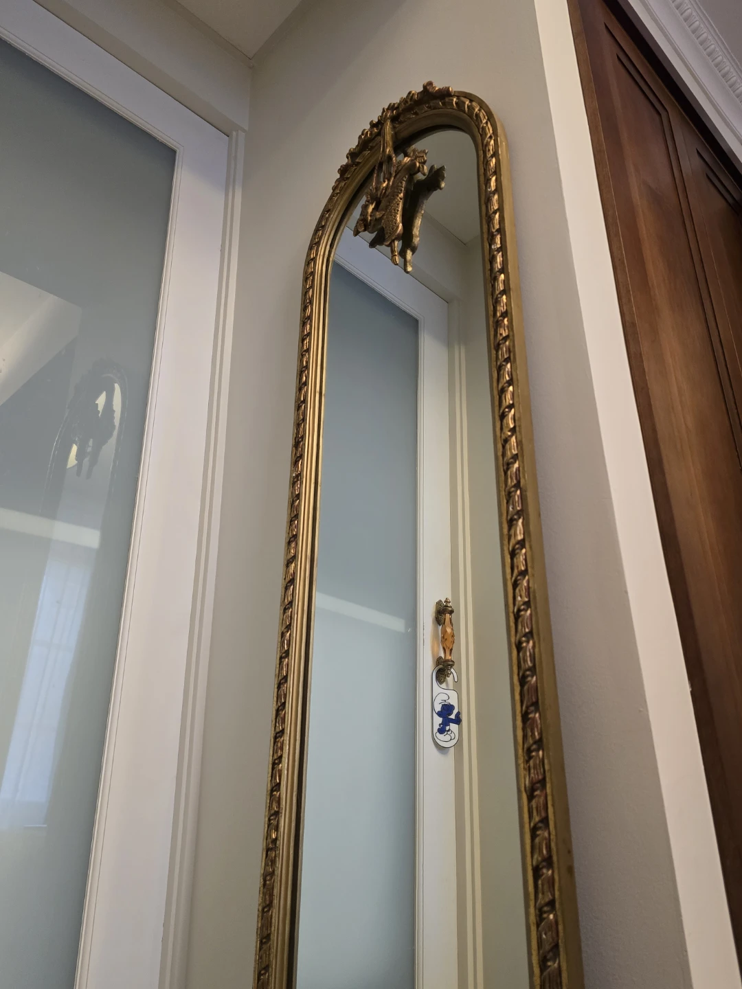 Tall Vintage Gold Arch Mirror with Basket Detail - photo 2