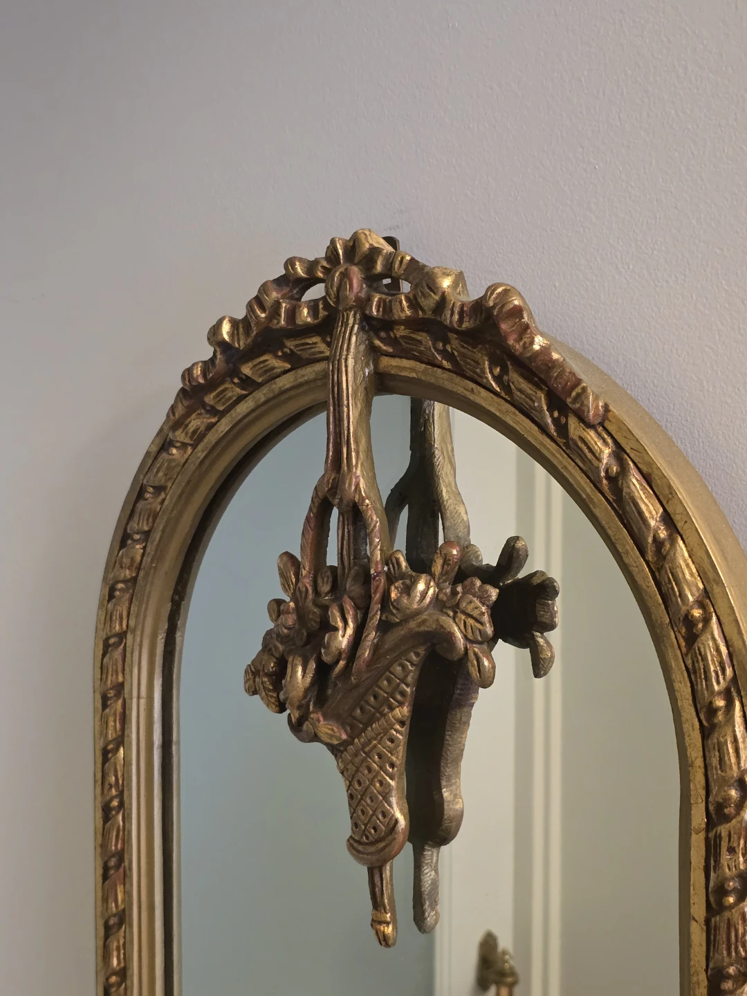 Tall Vintage Gold Arch Mirror with Basket Detail - photo 3