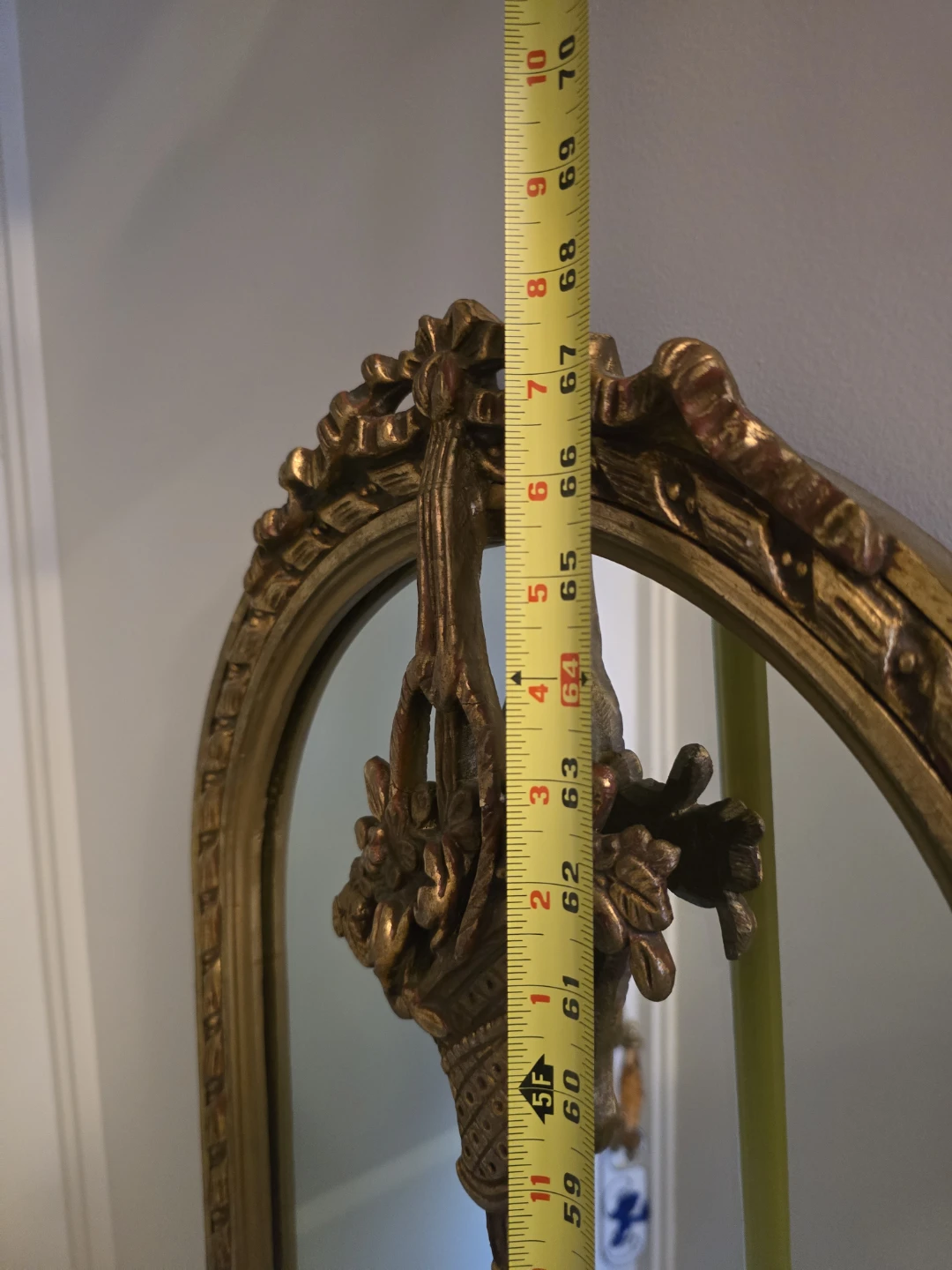 Tall Vintage Gold Arch Mirror with Basket Detail - photo 4