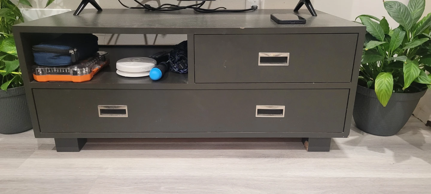 Dark Grey TV Stand with Drawers