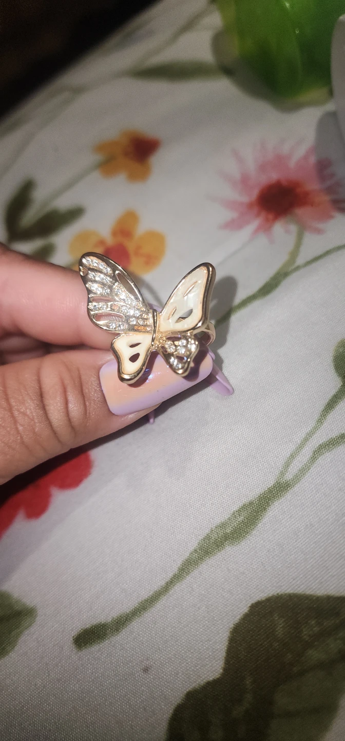 Gold butterfly ring with rhinestones - photo 4