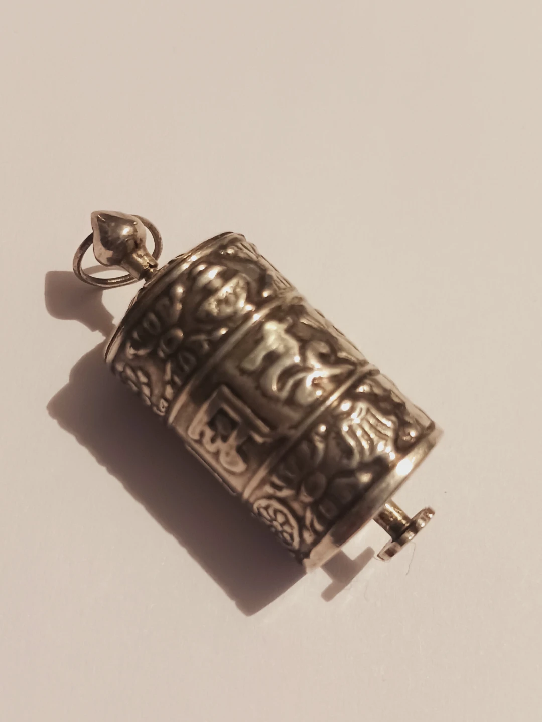 Sterling Silver 925 Antique Prayer Wheel Pendant - photo 4