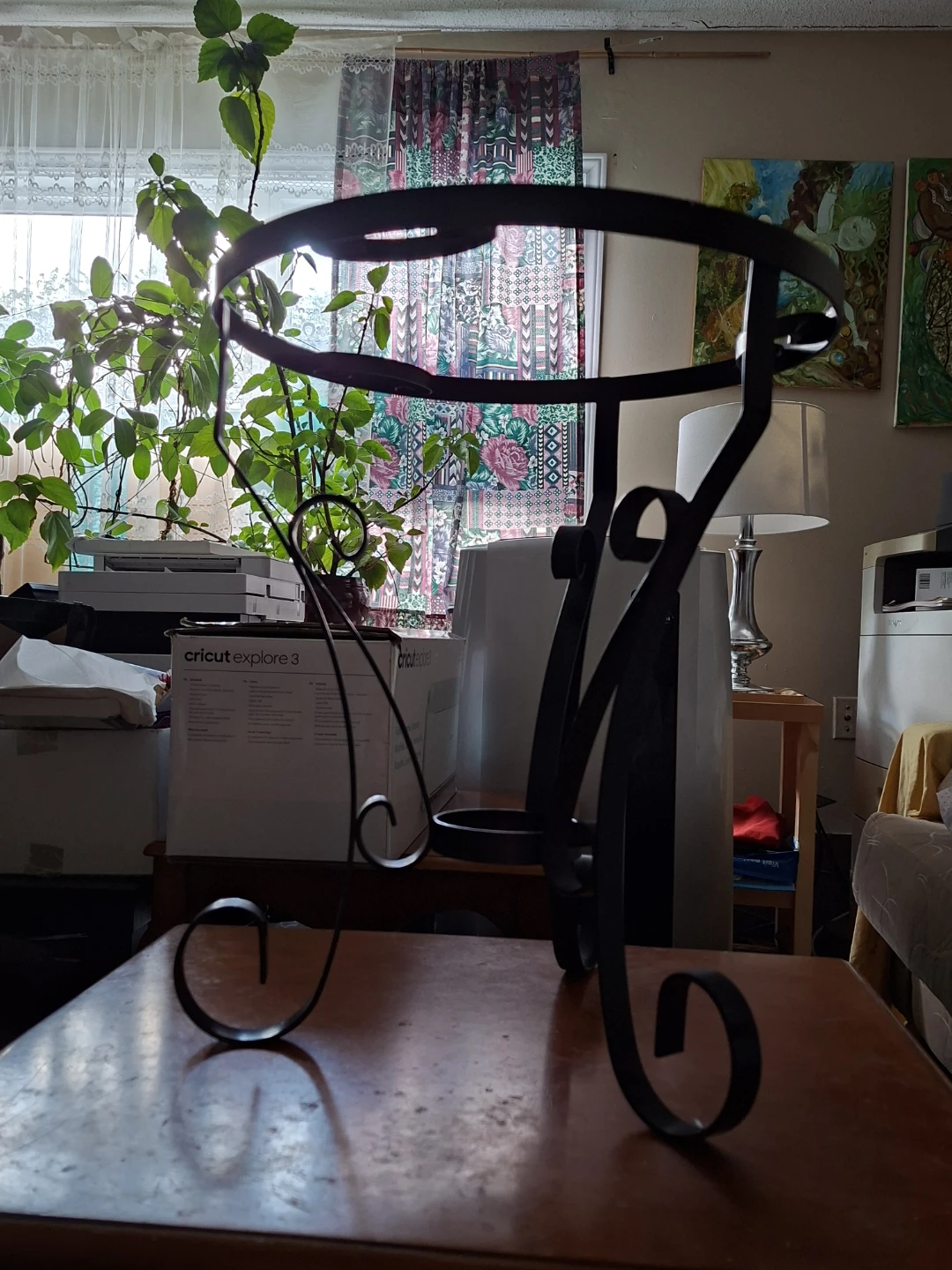 Black Metal Candelabra Stand with Glass top