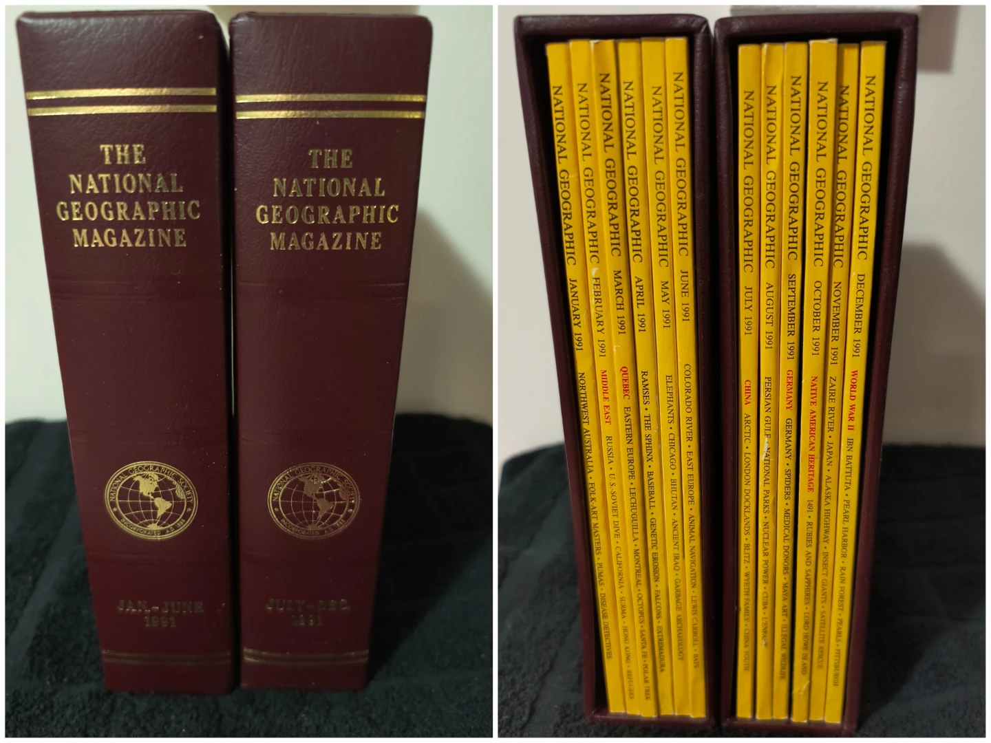1991 National Geographic Magazine Full Year Set with Slipcases