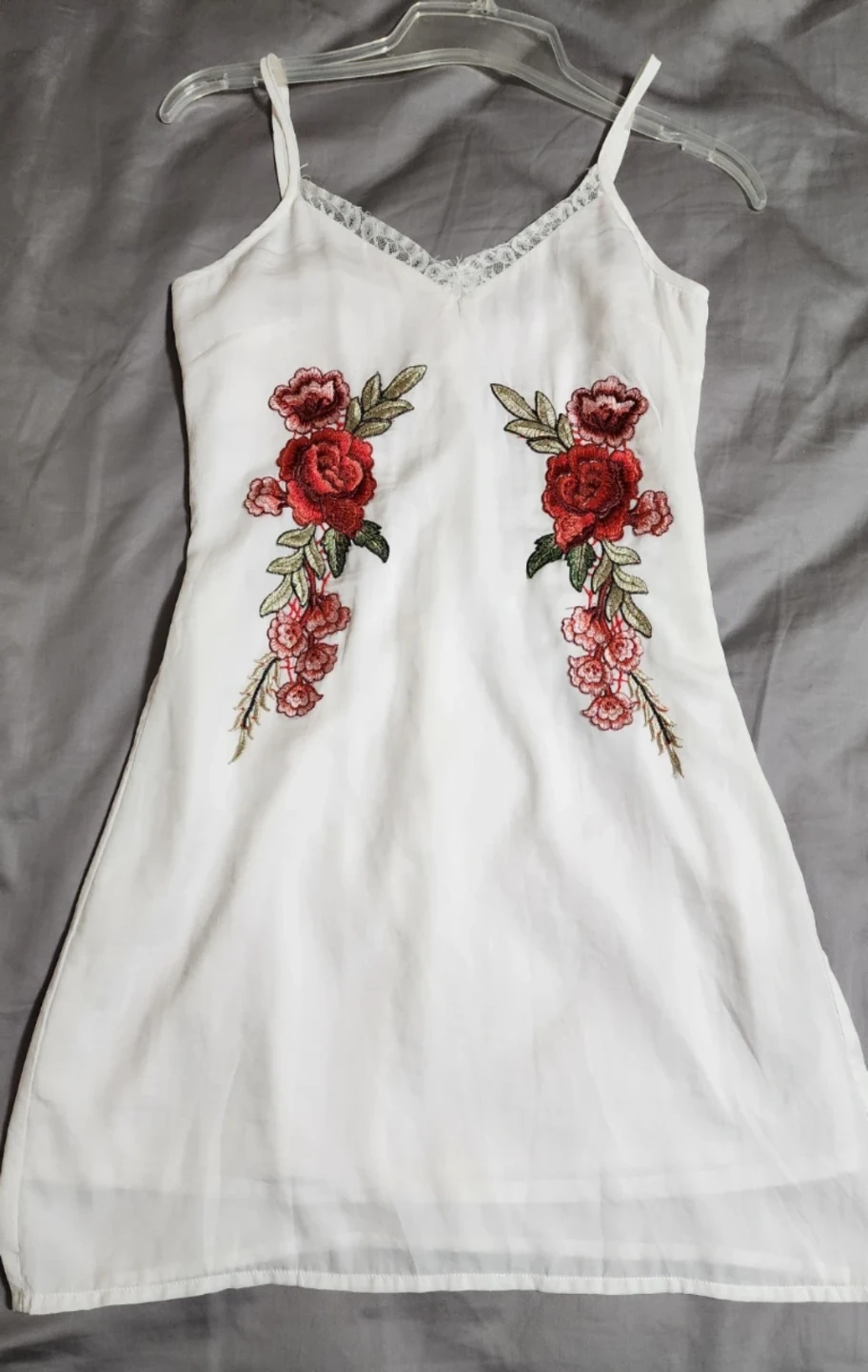 White Embroidered Cami Dress S