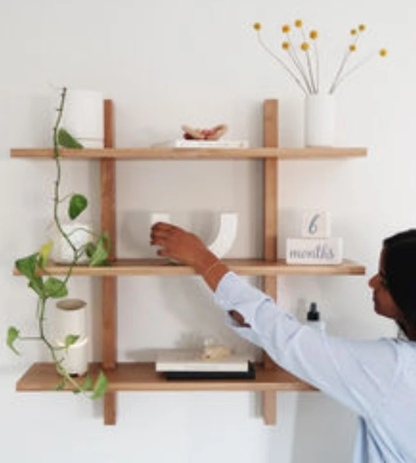 Modern 3-Tier Wood Wall Shelf