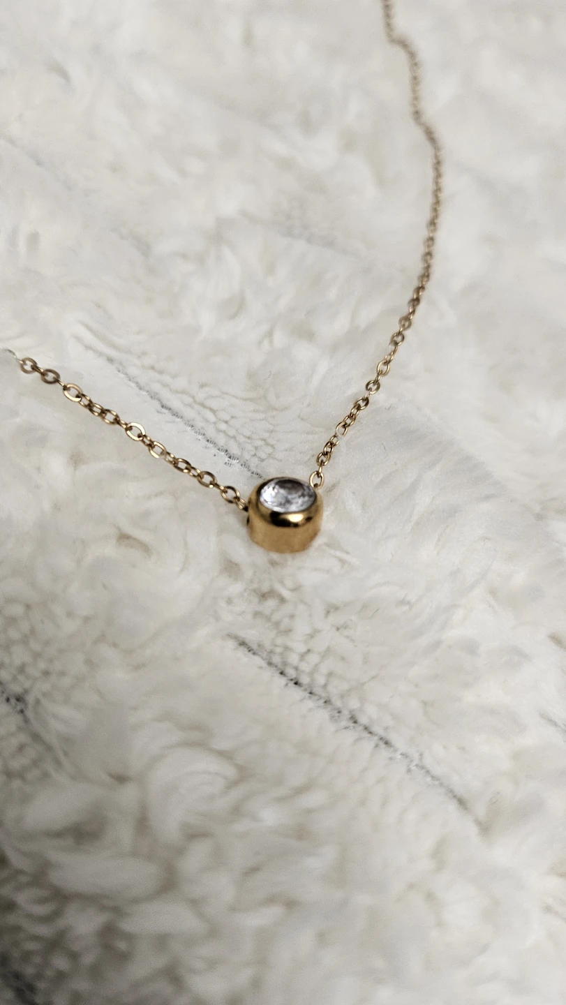 Rose Gold Stainless Steel necklace with cubic zirconia pendant