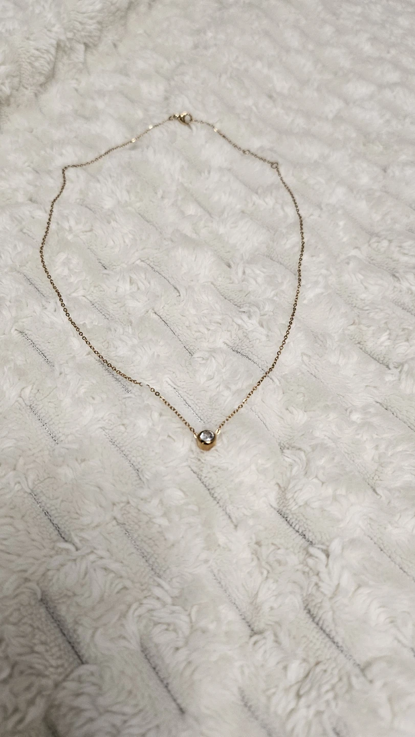 Rose Gold Stainless Steel necklace with cubic zirconia pendant - photo 2