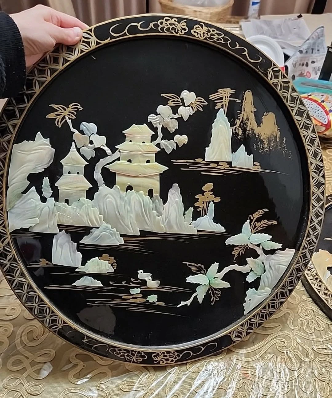 New Vintage Mother of Pearl Inlay Wall Art Set