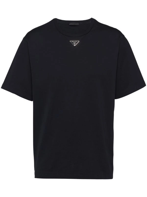 Prada Black T-Shirt with Triangle Logo - photo 2