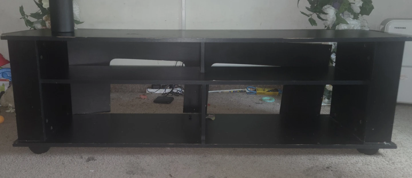 Black TV Stand with Shelves