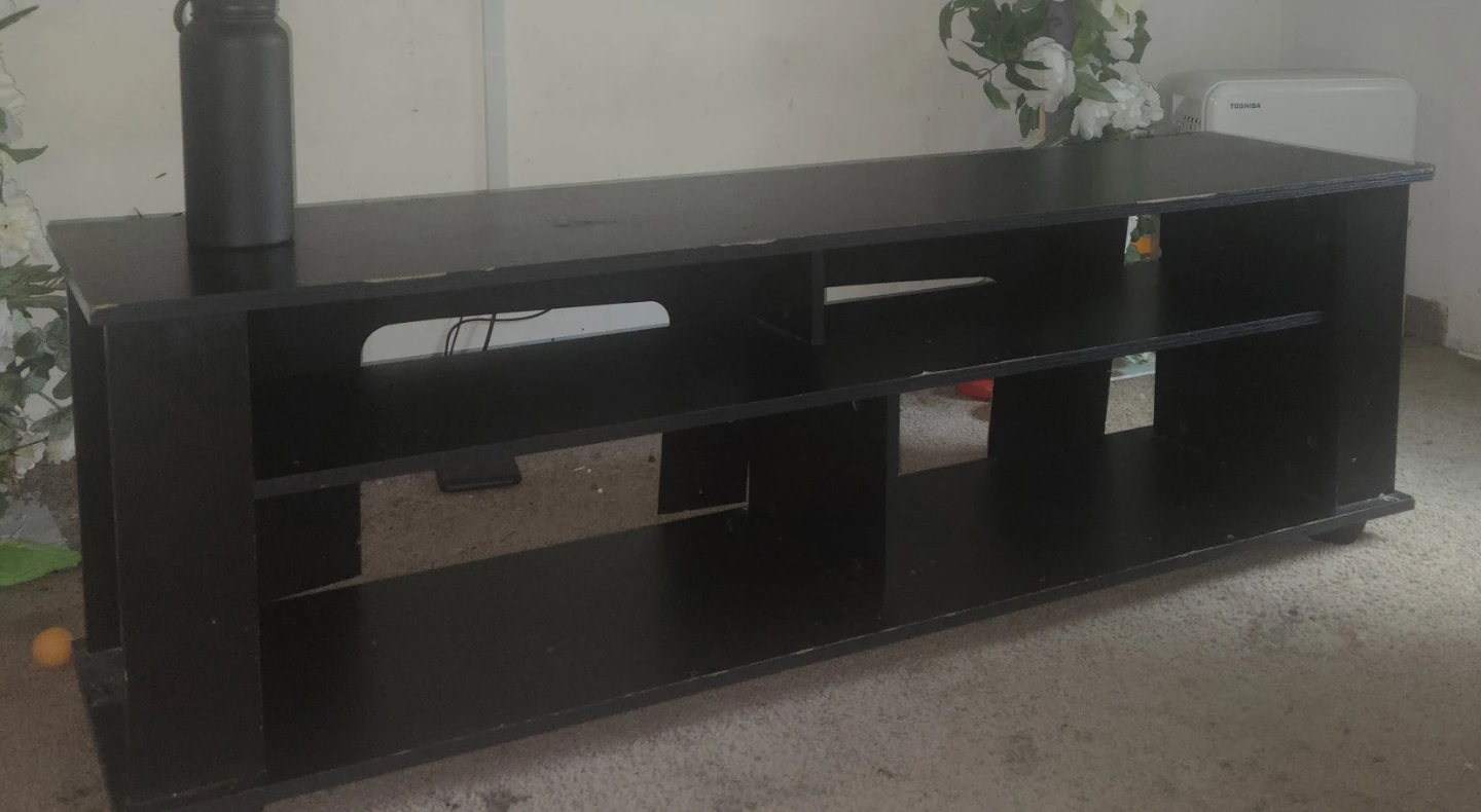Black TV Stand with Shelves - photo 2