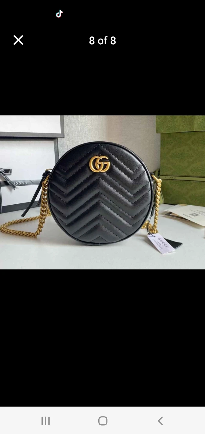Gucci Black Quilted Heart Round Bag