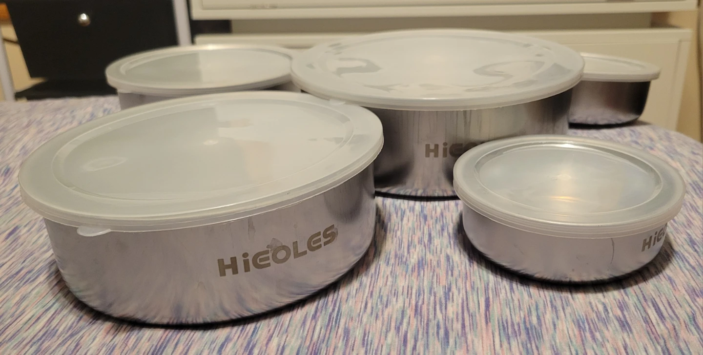HiCOLES Stainless Steel Food Containers Set w/Lids. New - photo 4