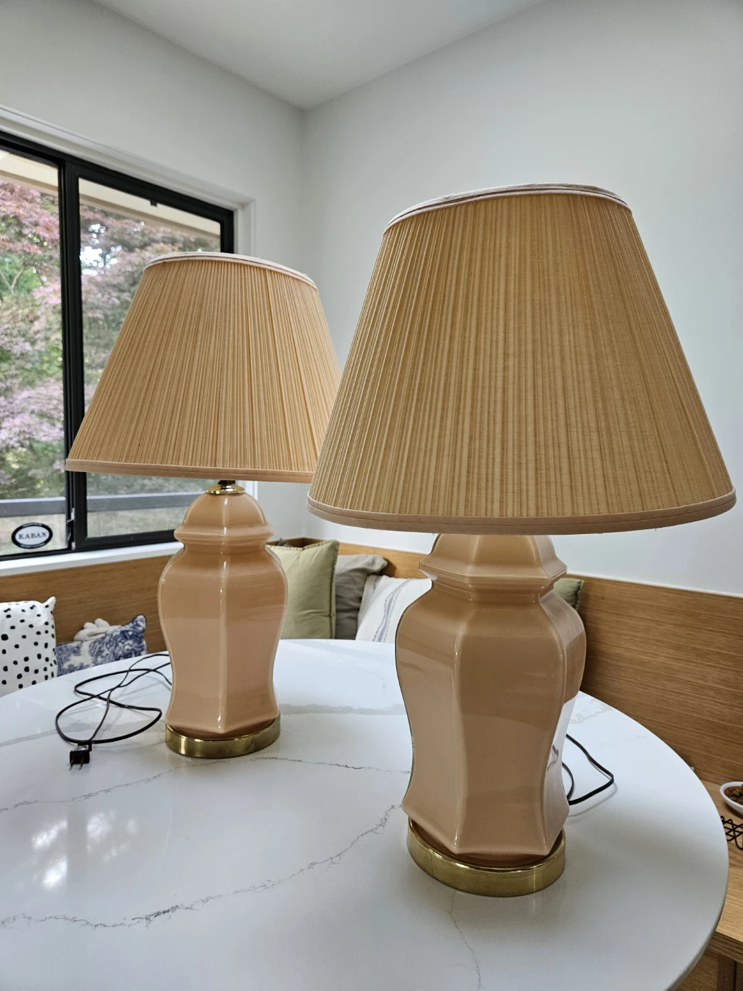 Vintage large ginger jar table lamp pair