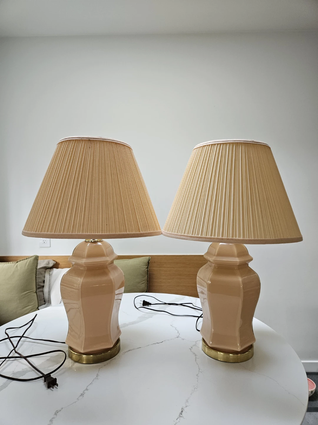 Vintage large ginger jar table lamp pair - photo 2