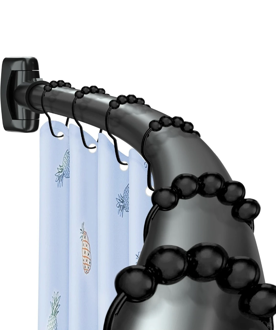 Black Curved Shower Curtain Rod 40"-78" Adjustable