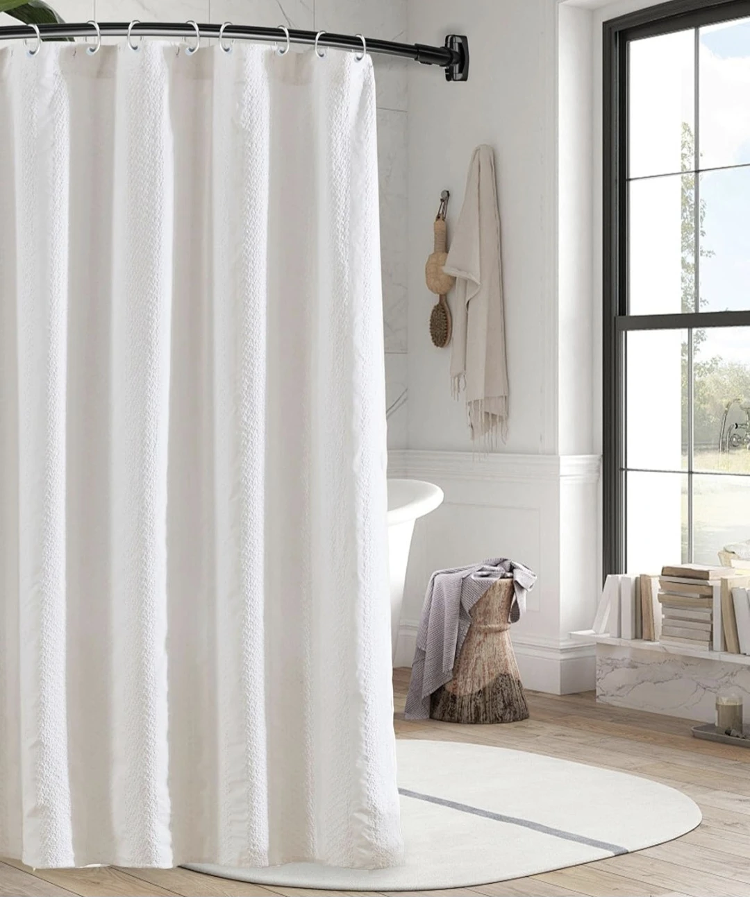 Black Curved Shower Curtain Rod 40"-78" Adjustable - photo 2