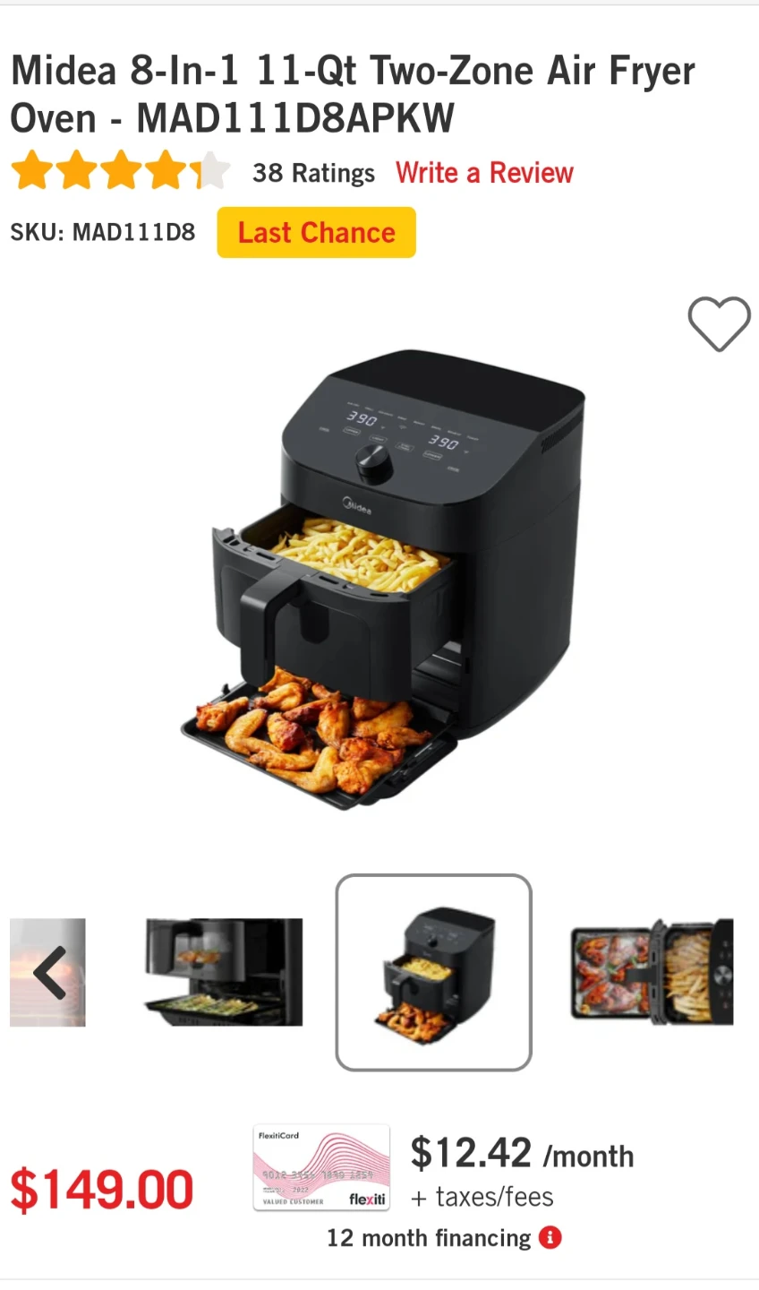 Midea 8-In-1 11-Qt Two-Zone Air Fryer Oven - MAD111D8APKW - photo 2