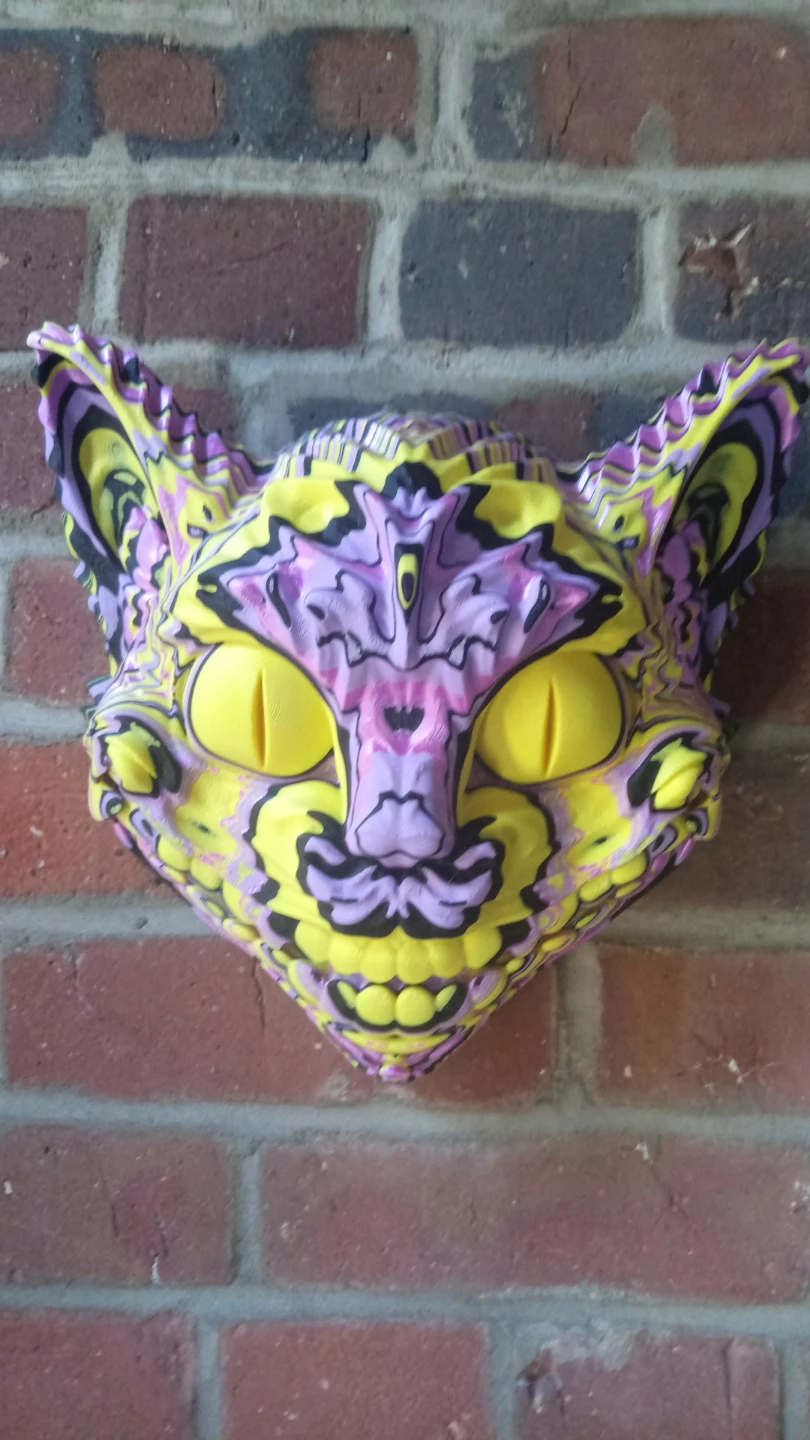 Psychedelic Cat Head Wall Mount Art