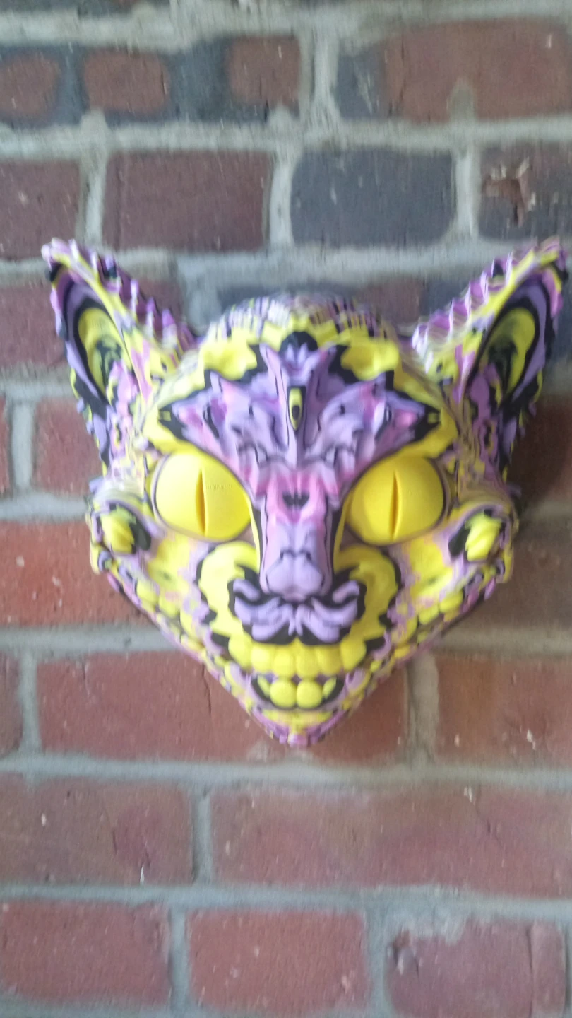 Psychedelic Cat Head Wall Mount Art - photo 2