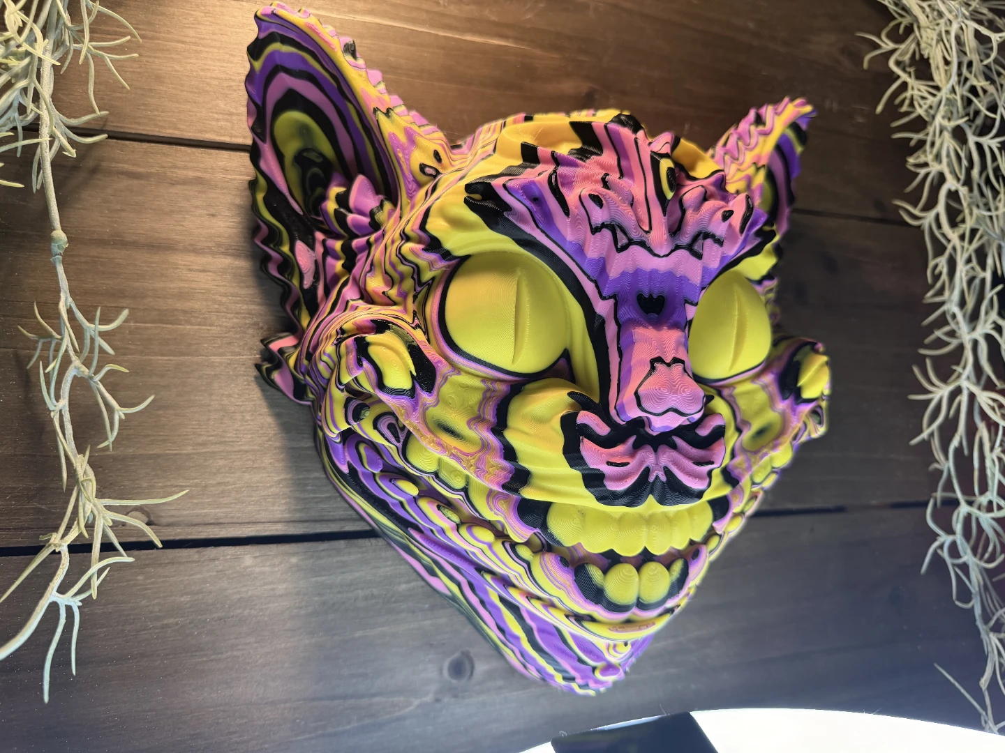 Psychedelic Cat Head Wall Mount Art - photo 3