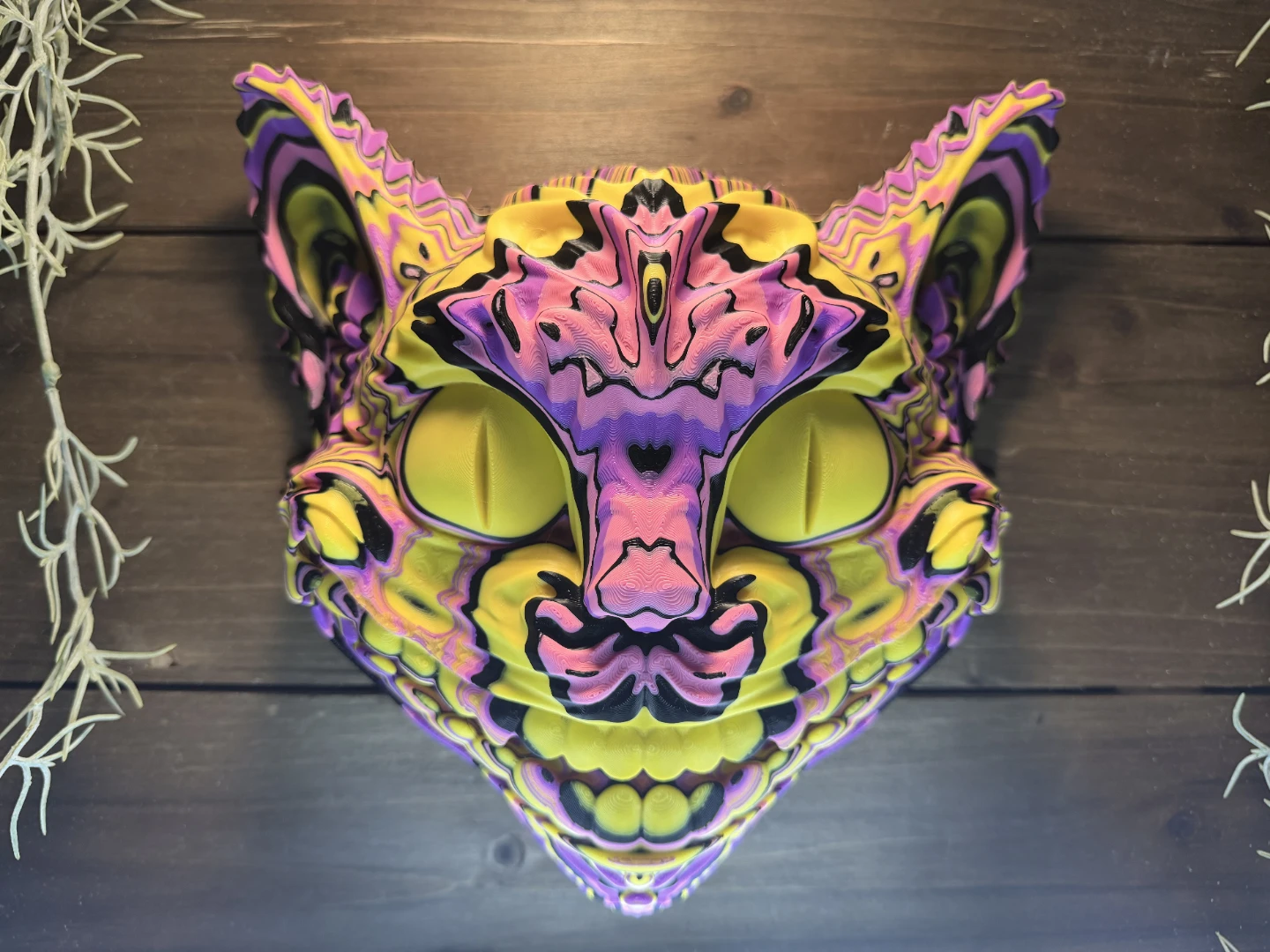 Psychedelic Cat Head Wall Mount Art - photo 5