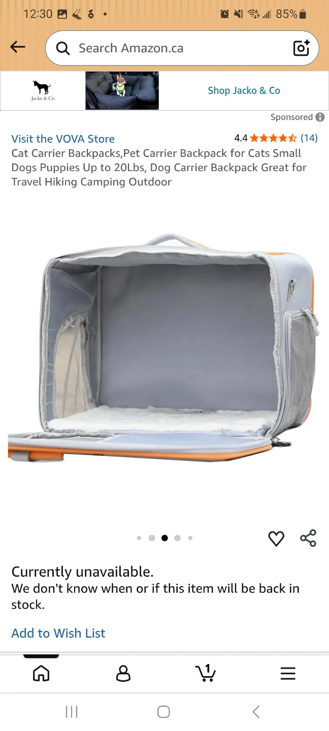 Orange and grey pet carrier/backpack