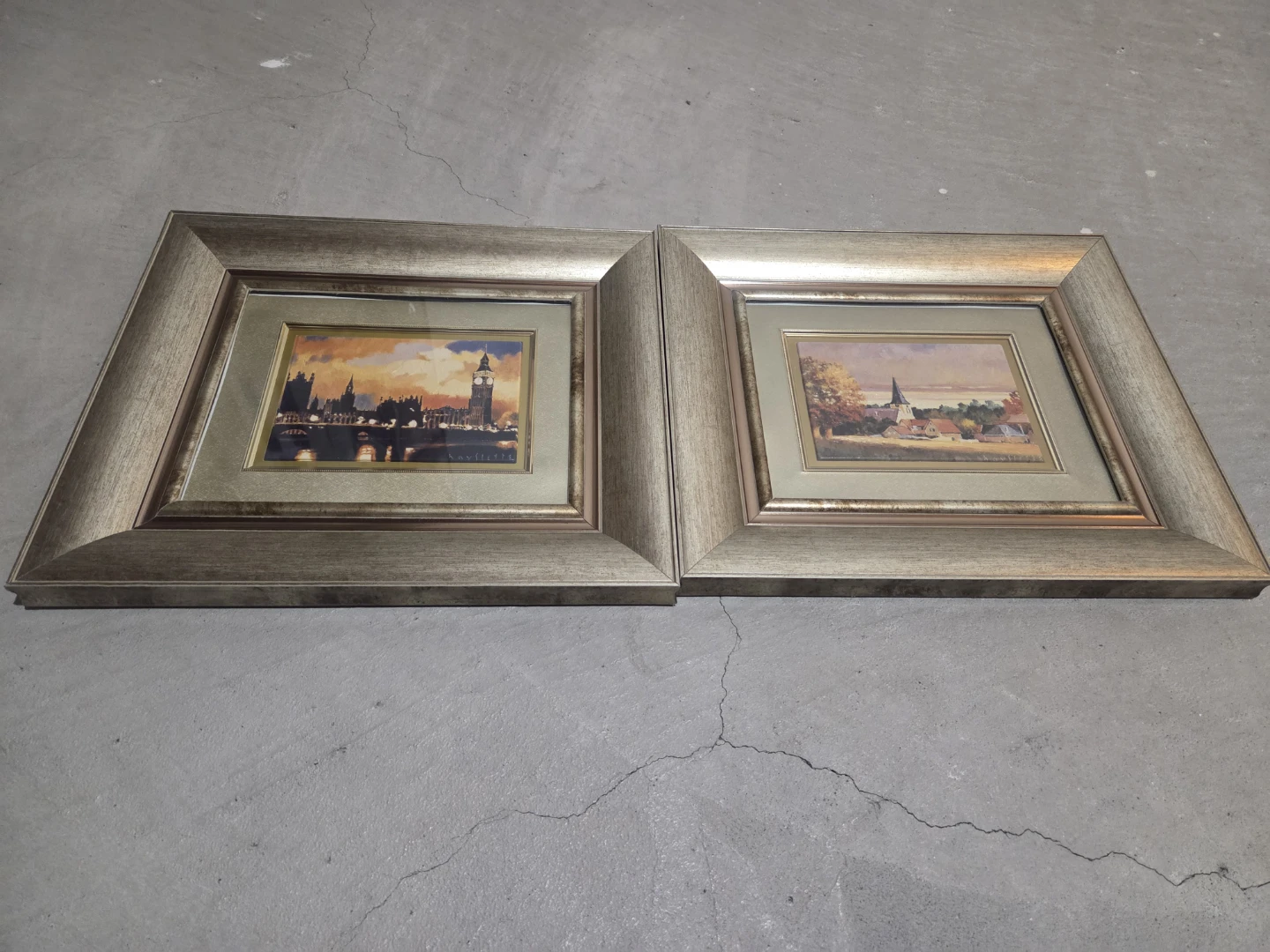 Set of 2 Framed Art Prints - London & Village Scenes