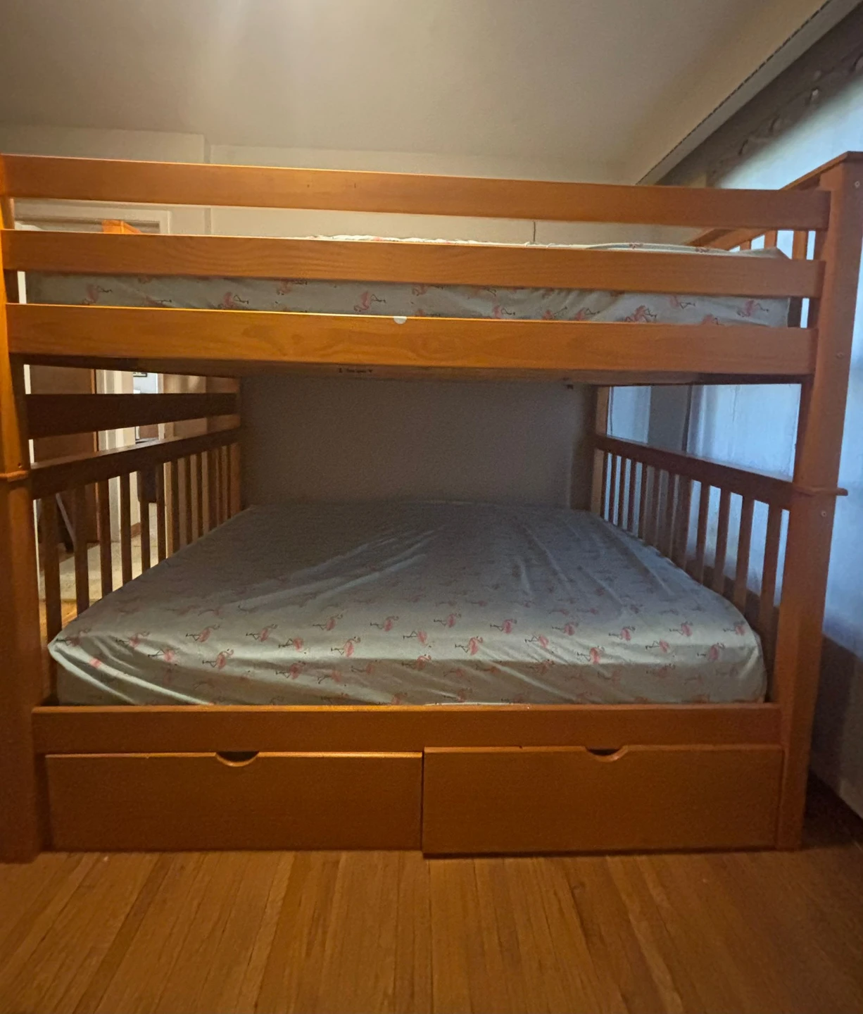 Solid wood double bunk beds with storage trundle and shelf - photo 4