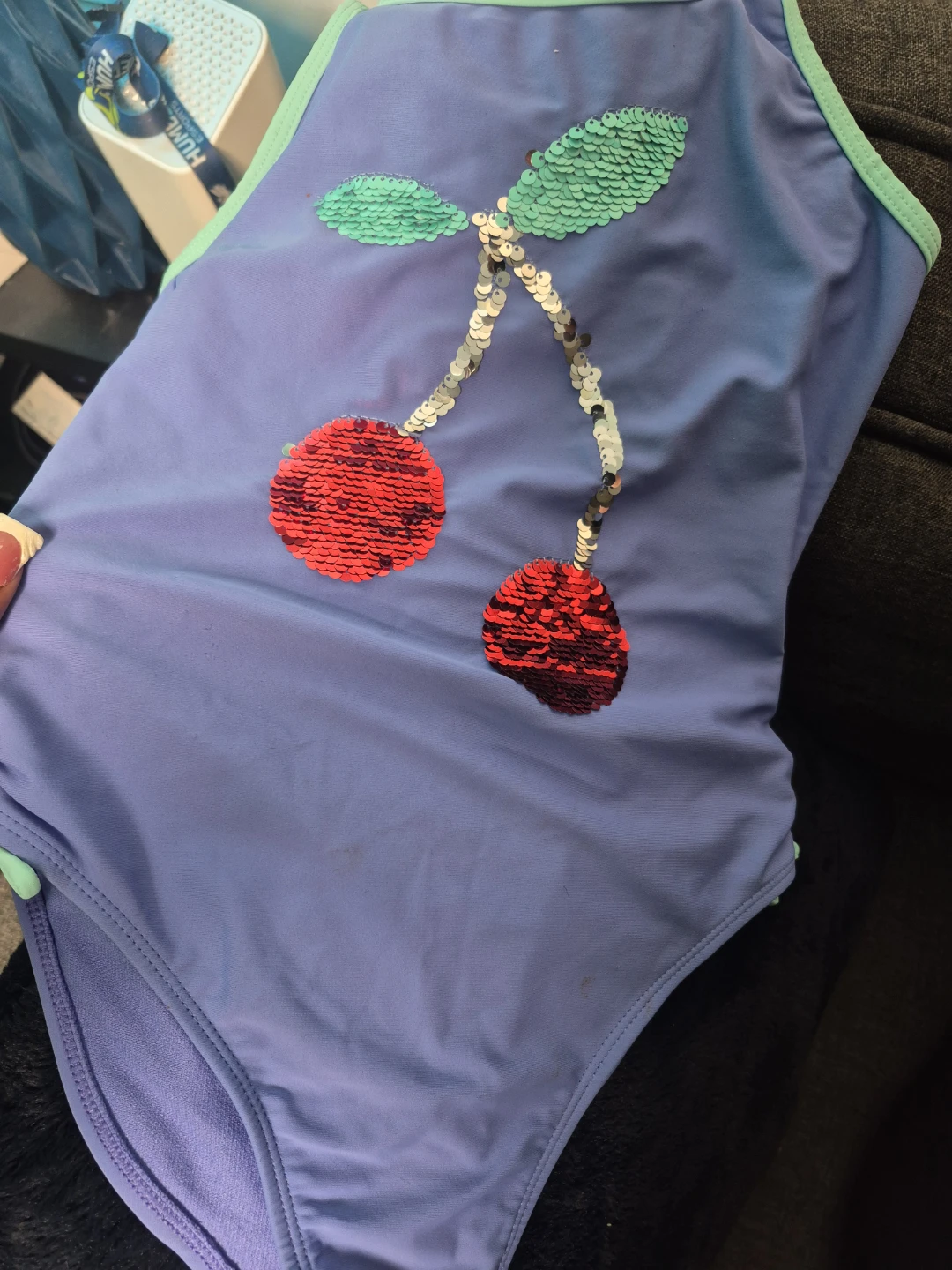 George! Lilac Cherry Sequin Swimsuit L/G (10-12)