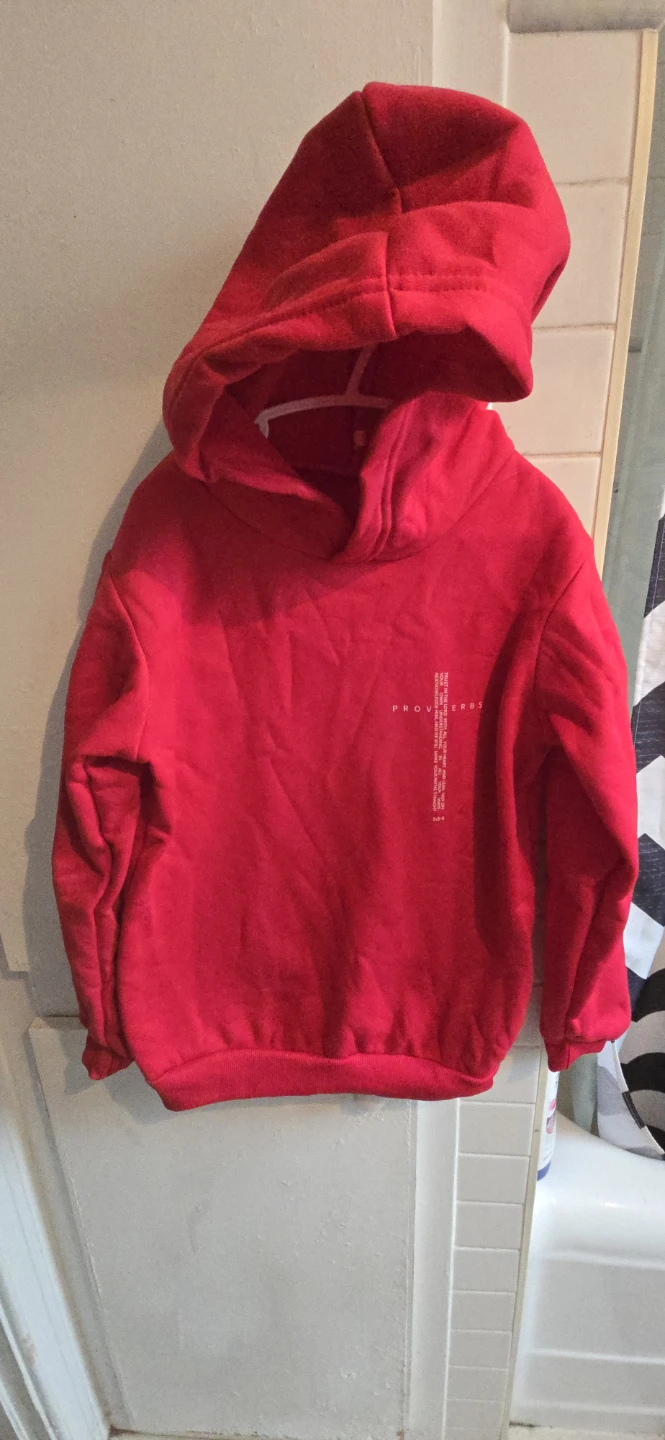 Kids Red Hoodie with Proverbs 3:5-6 verse - photo 2