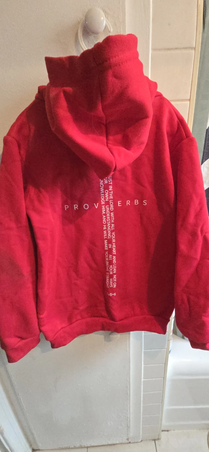 Kids Red Hoodie with Proverbs 3:5-6 verse - photo 3