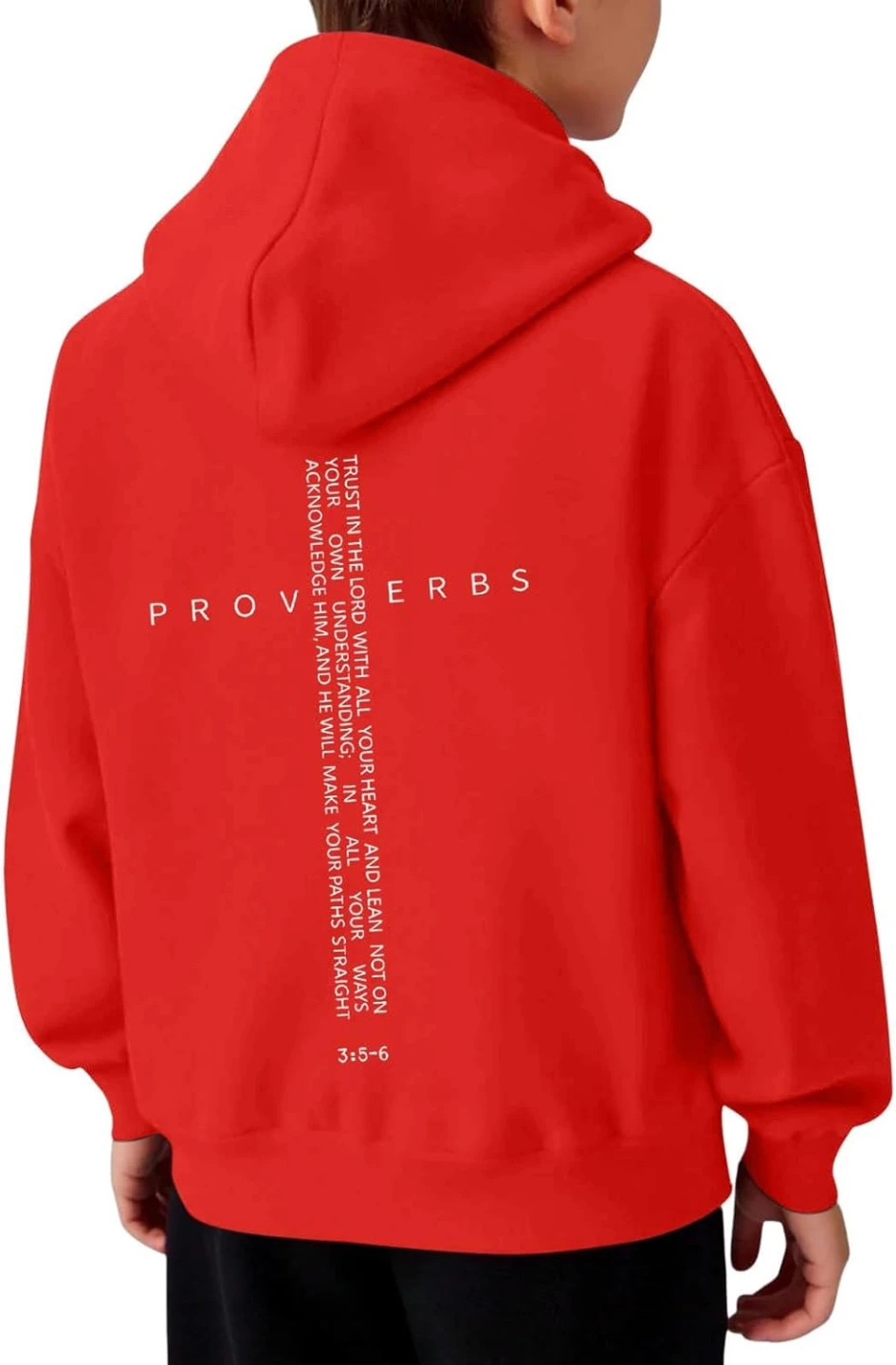 Kids Red Hoodie with Proverbs 3:5-6 verse - photo 4
