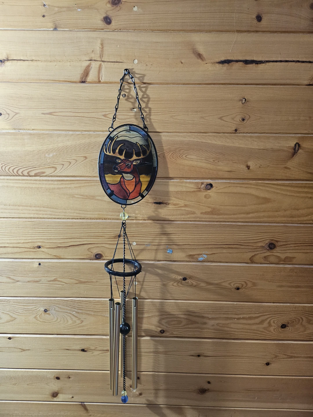 Stained Glass Deer and Wind Chime