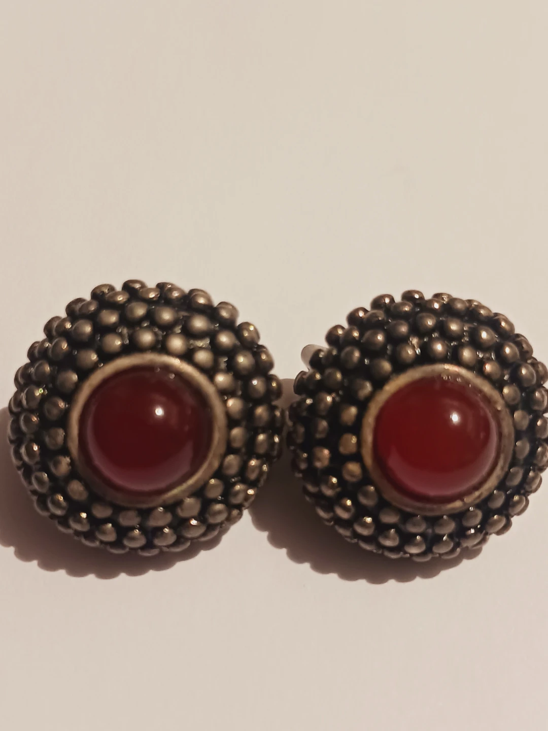 Gorgeous Bohemian Vintage Carnelian Stone Clip-on Earrings - photo 3