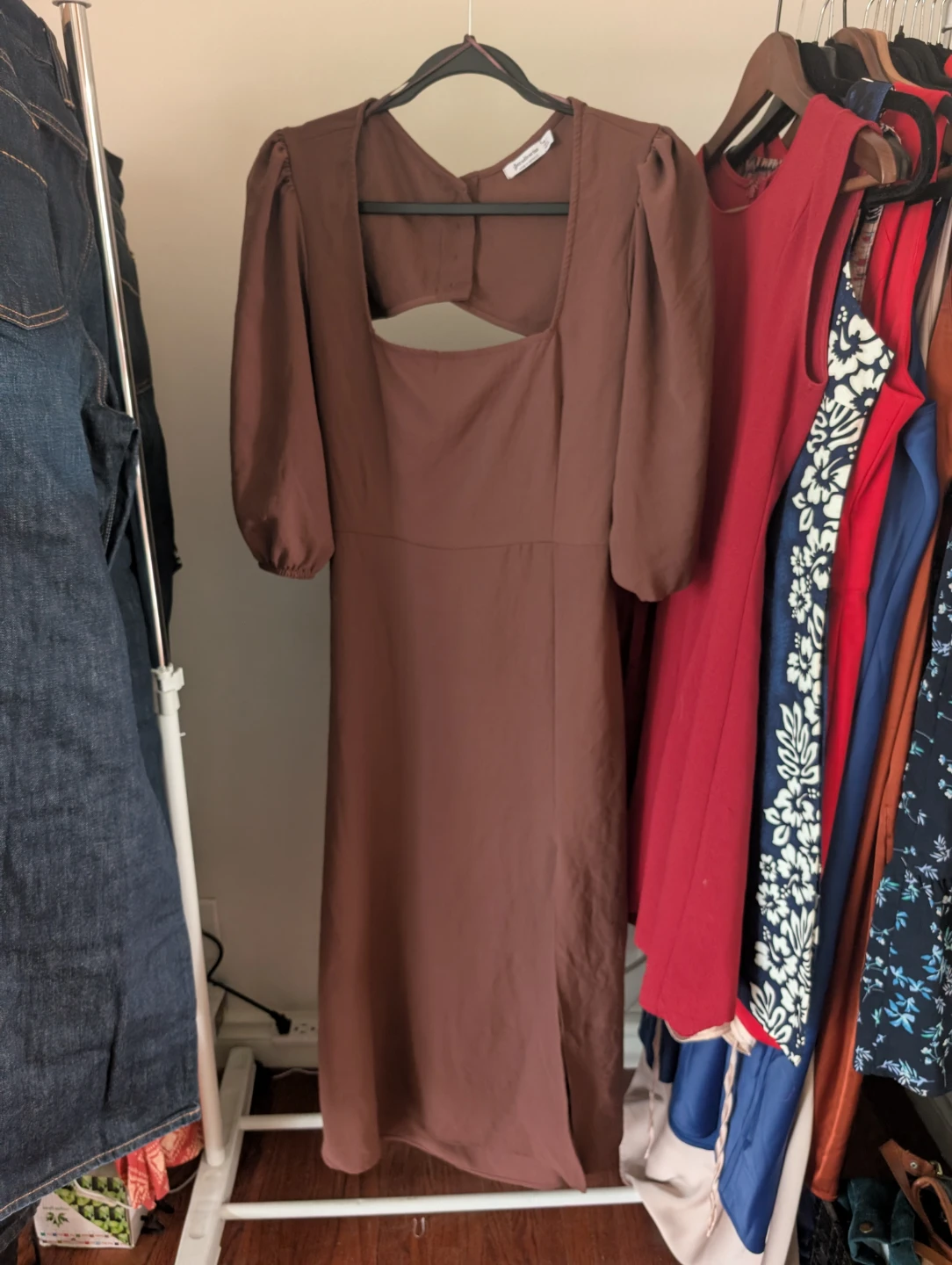 Stradivarius Brown Cutout Dress
