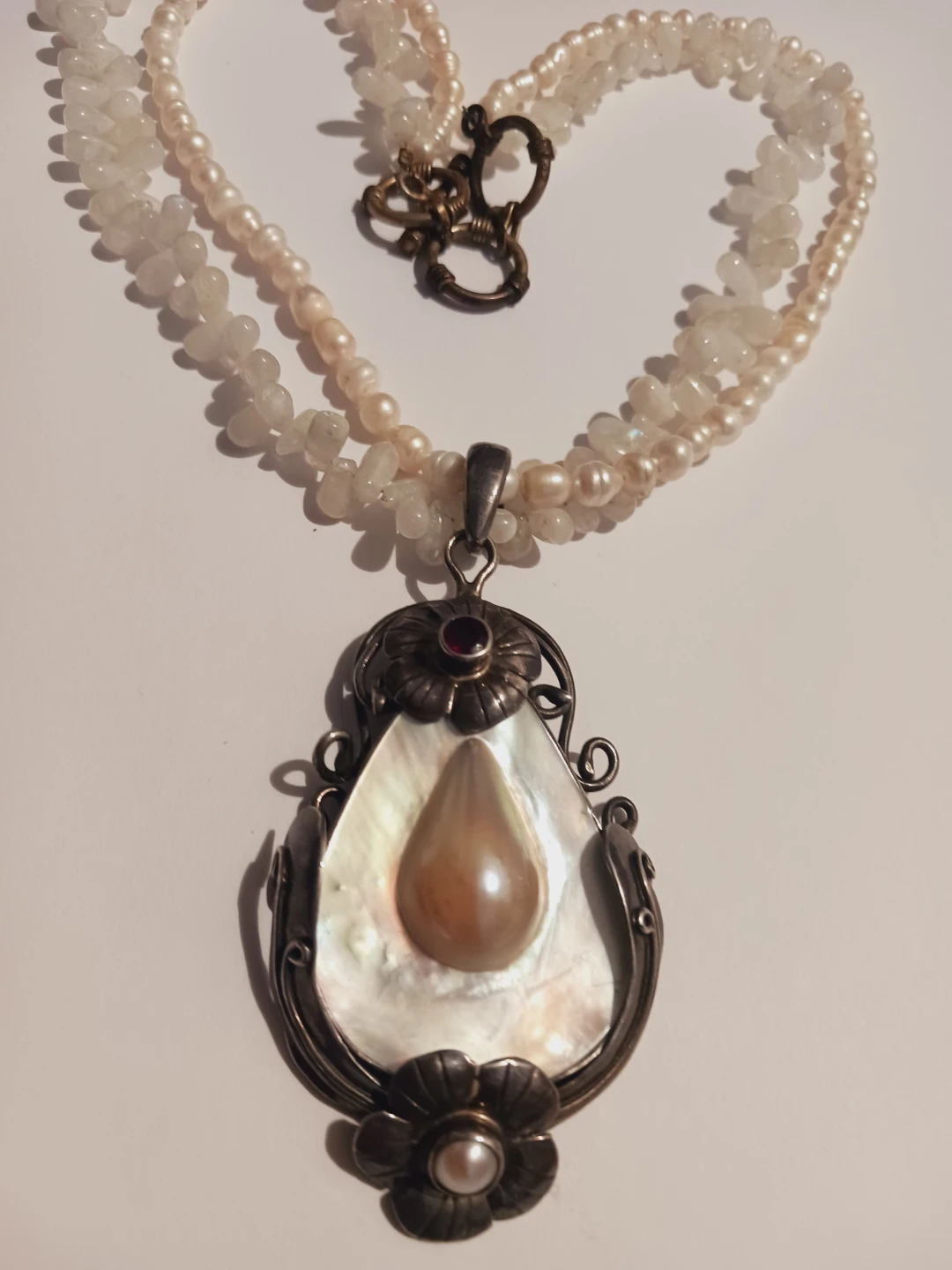 Gorgeous Sterling Silver 925 Large Pearl Pendant with Necklace - photo 2