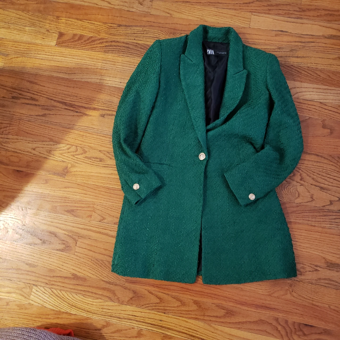 Zara Green Textured Blazer - Size M