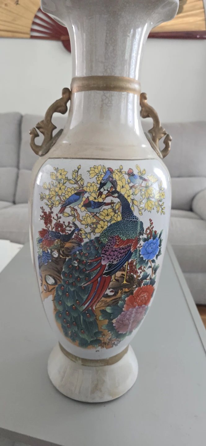 Large Decorative Porcelain Vase - Peacock Design - photo 3