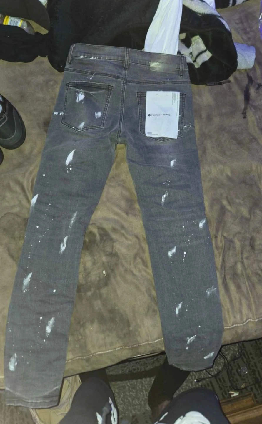 Purple Brand Grey Distressed Jeans with White Paint Splatter - photo 2